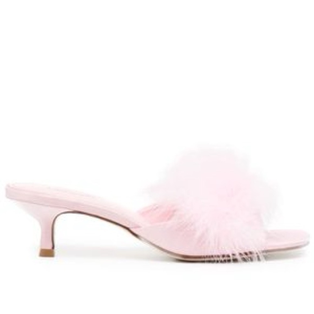 Larroude Pink Feathered Heels
